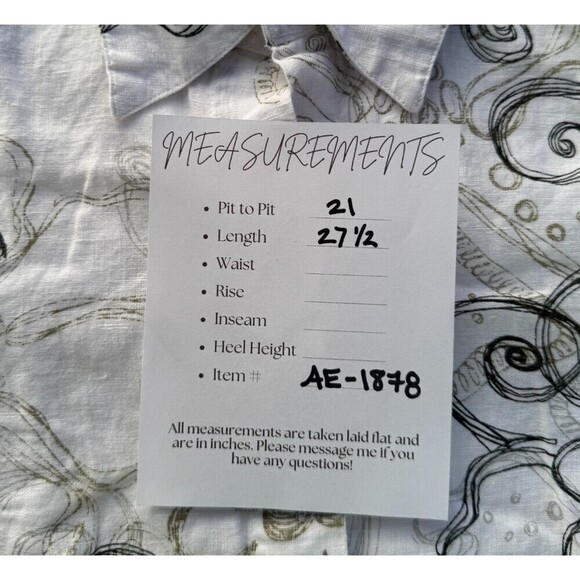 2/$30 Chicos 100% Linen Button Down Shirt Size S Floral Whimsical Oversized Boho - Picture 3 of 11